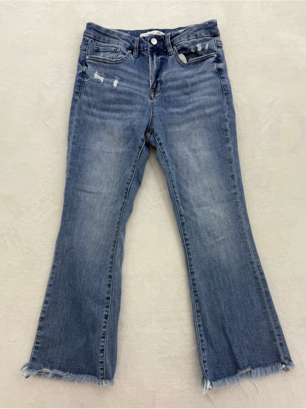 Altar'd State Distressed Crop Flare Jeans Size 27 Distressed Frayed Hem